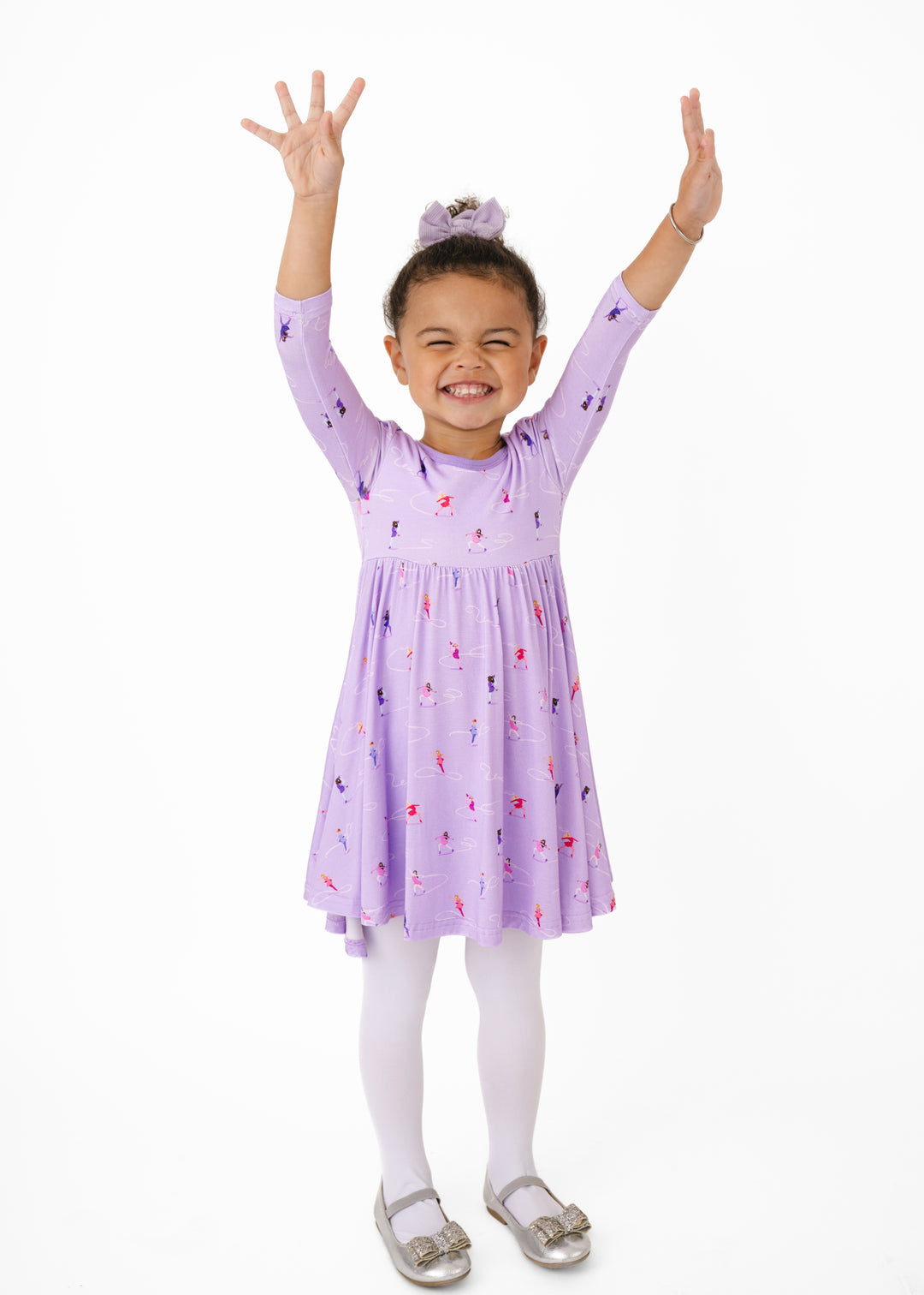 Ice Skating Long Sleeve Twirl Dress