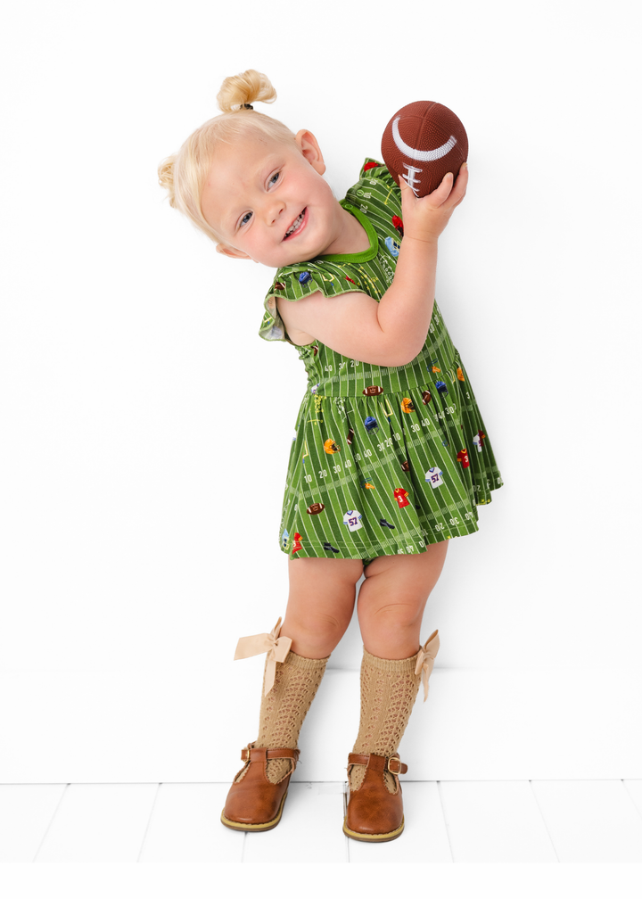 Football Field Bamboo Baby Flutter Dress