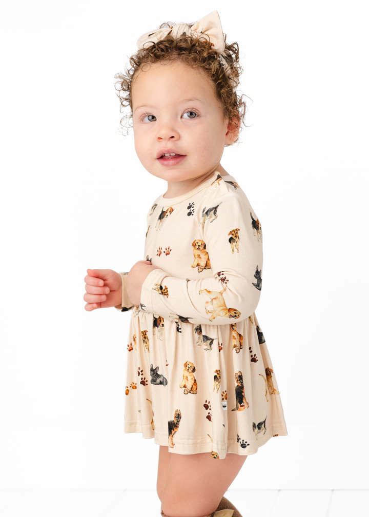 Puppies and Paw Prints Bamboo Baby Dress