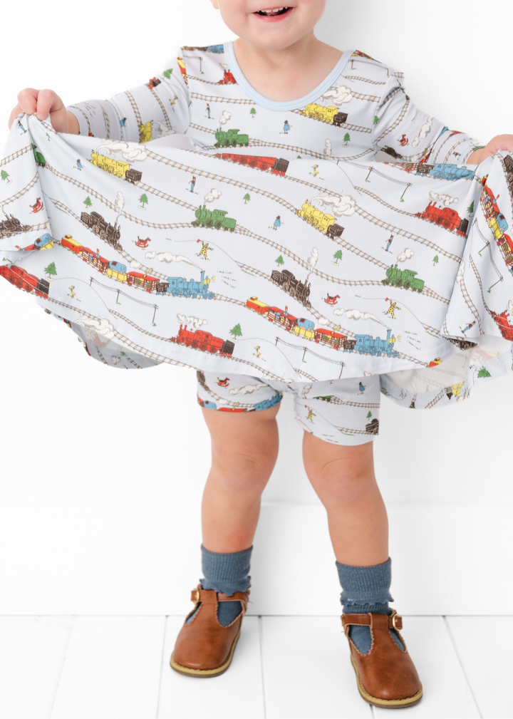 Little Engine that Could Bamboo Twirl Dress Long Sleeve