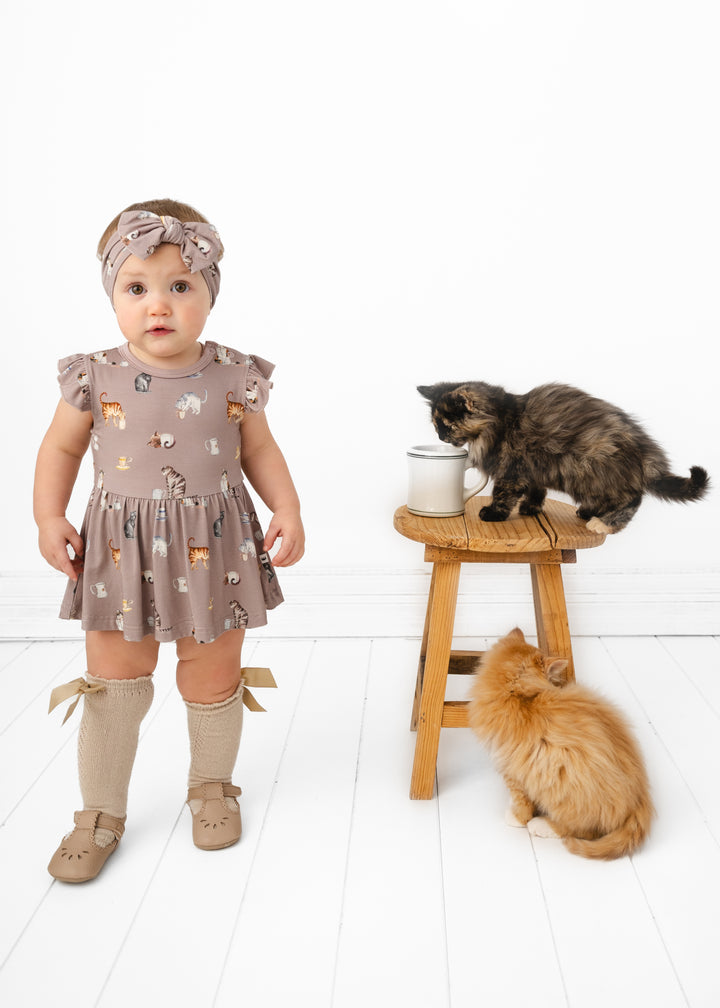 Cats and Coffee Flutter Dress