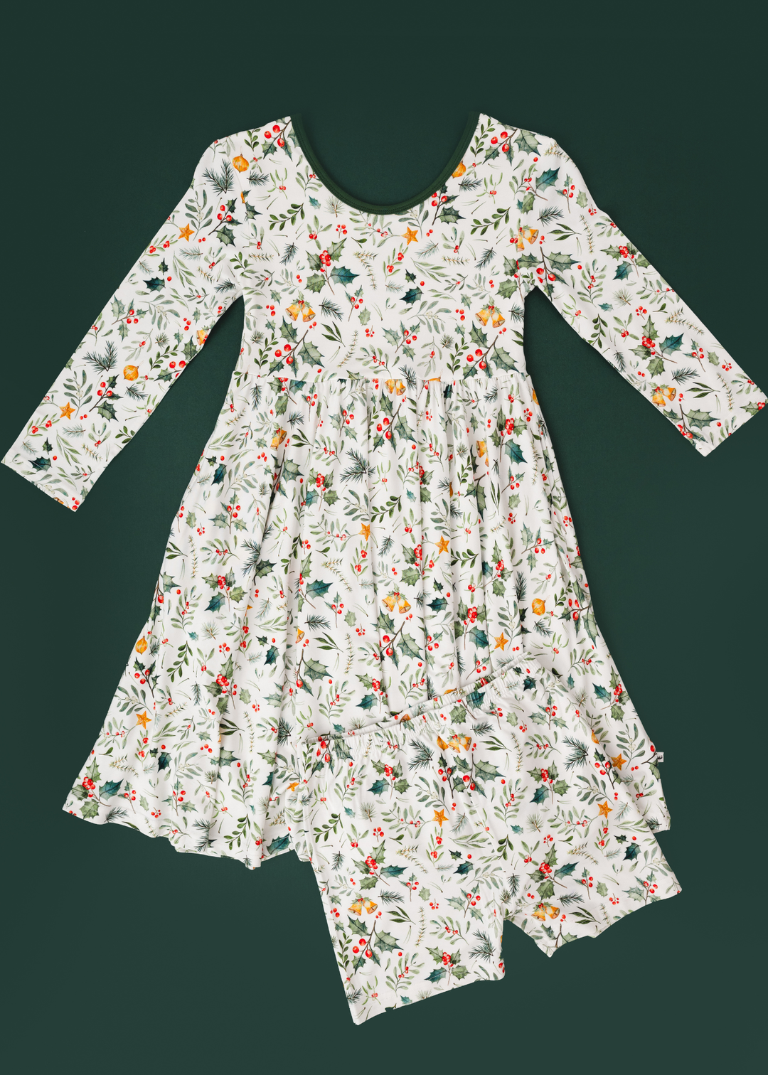 Holly Jolly Christmas Bamboo Girls Twirl Dress