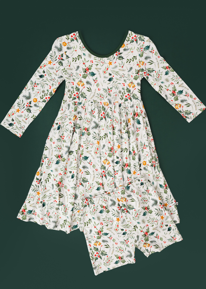 Holly Jolly Christmas Bamboo Girls Twirl Dress