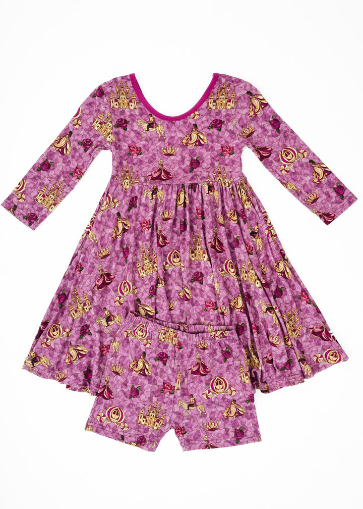 Royal Stained Glass Long Sleeve Twirl Dress