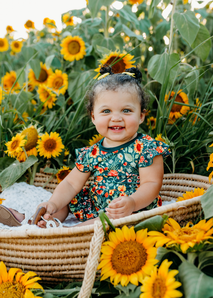 Flower Fields Baby Flutter Dress