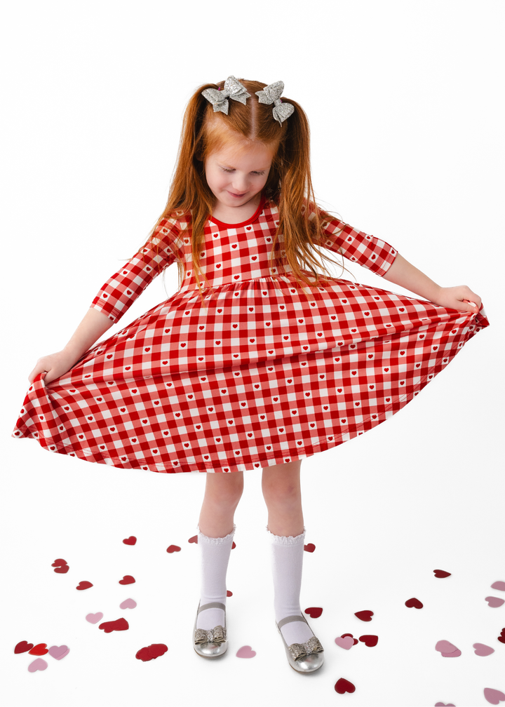 Plaid Hearts Twirl Dress
