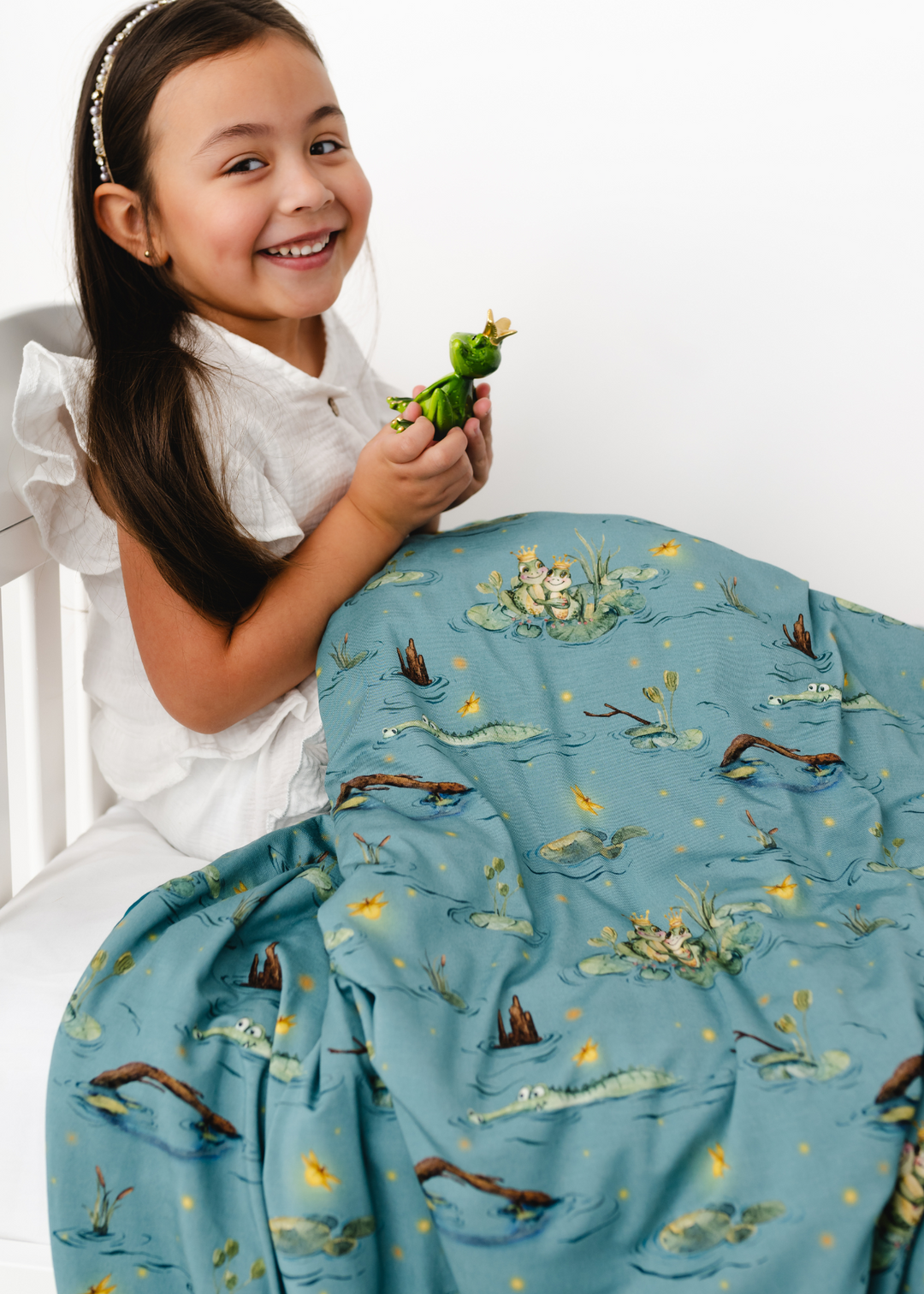 Frog Prince Large Quilted Bamboo Blanket