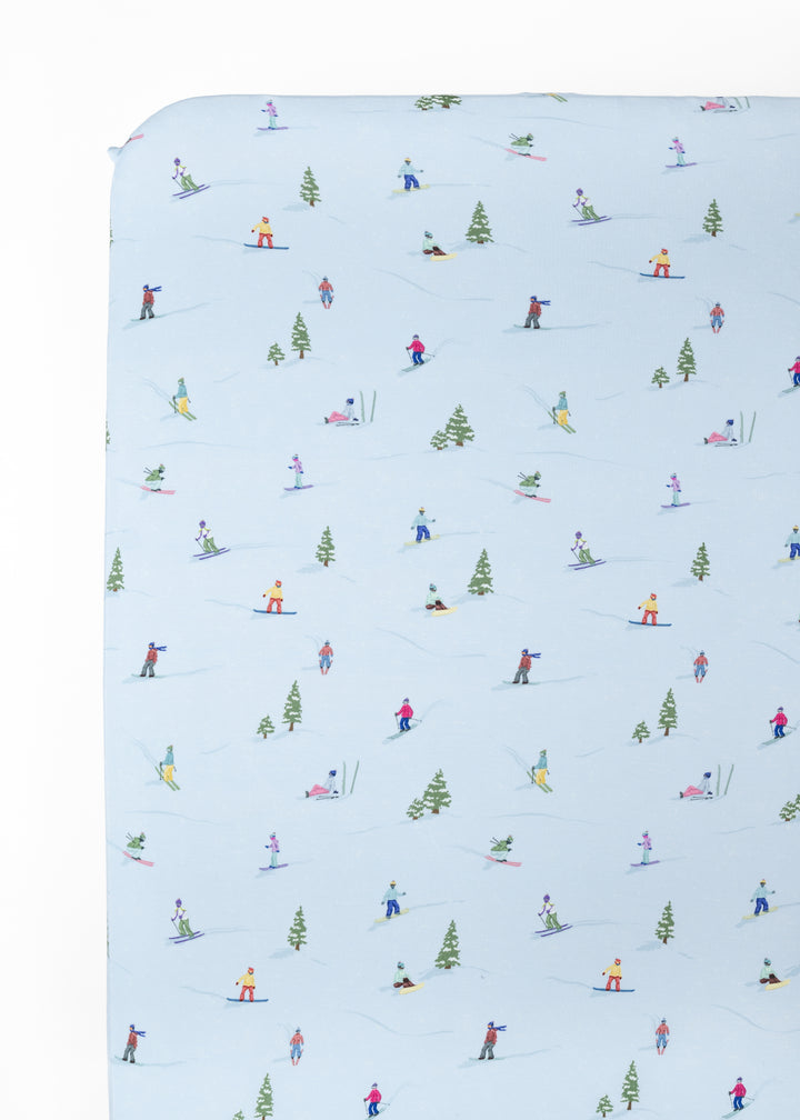 Skiing Bamboo Crib Sheet