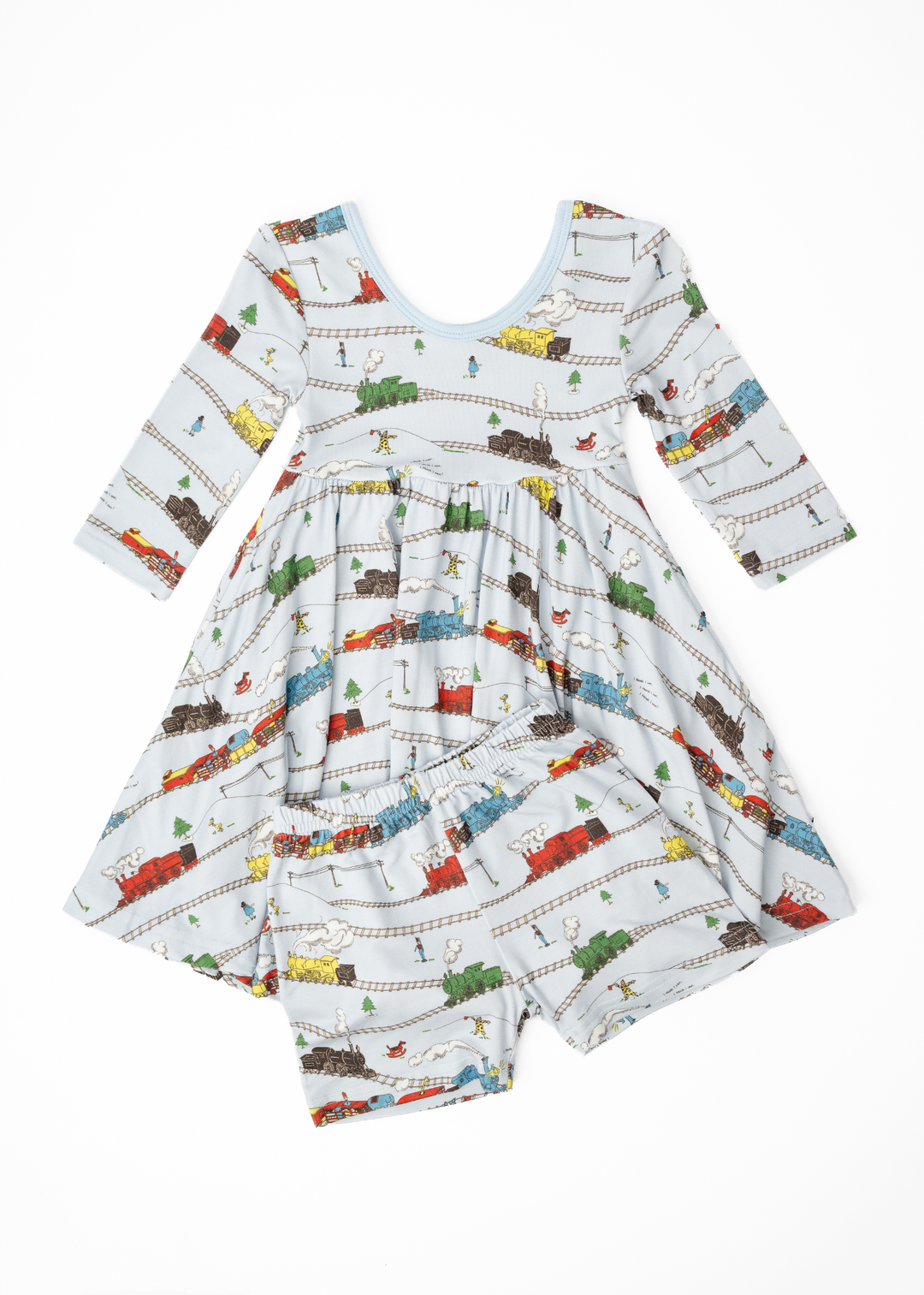 Little Engine that Could Bamboo Twirl Dress Long Sleeve