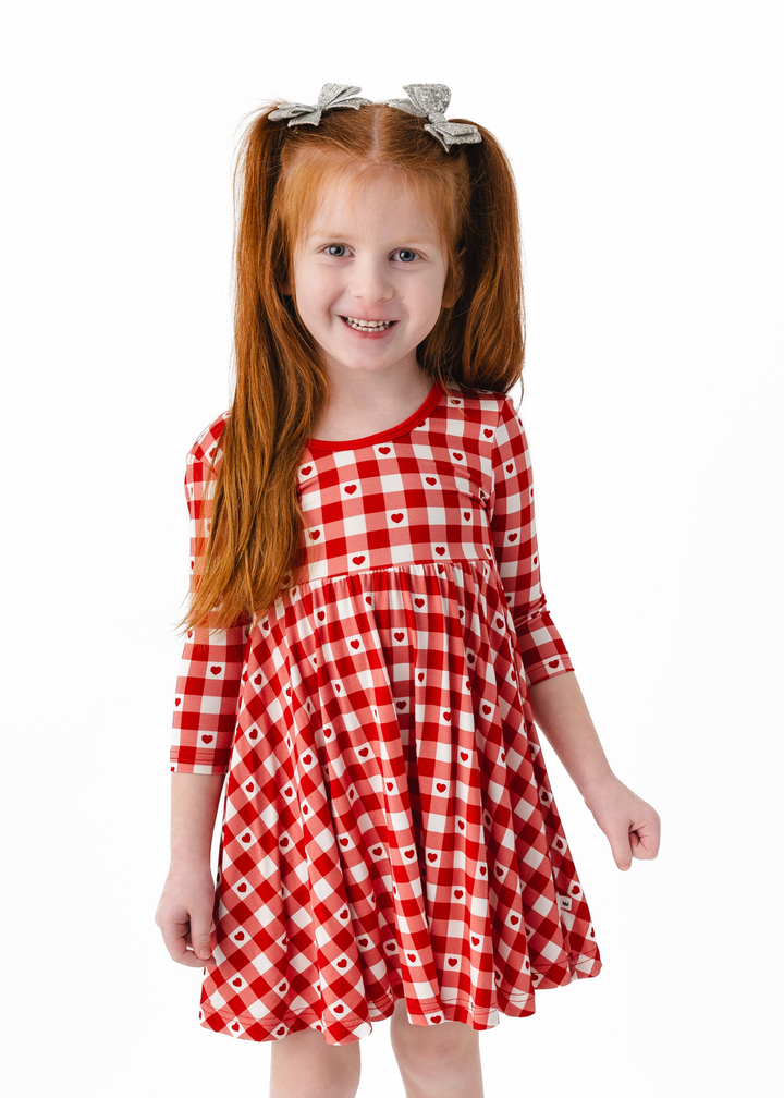 Plaid Hearts Twirl Dress