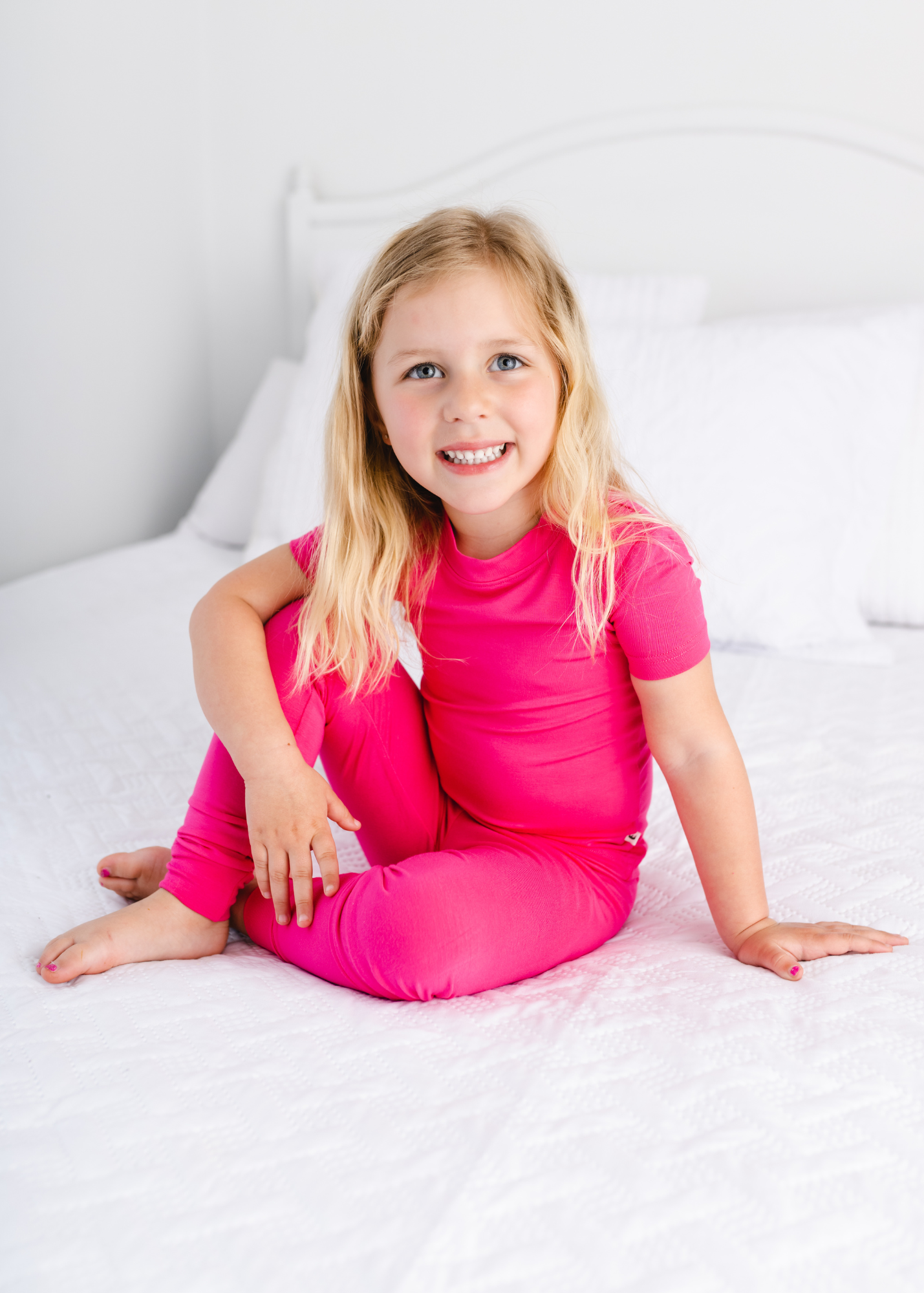 Simple Solid Short Sleeve Jammies in Perfectly Pink