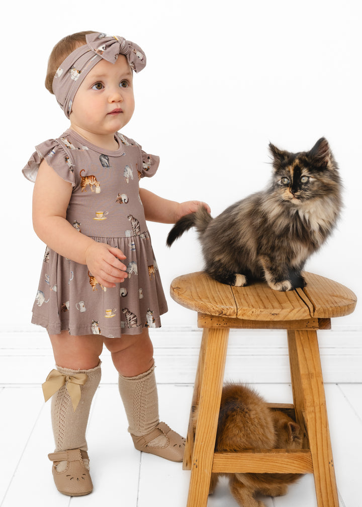 Cats and Coffee Flutter Dress