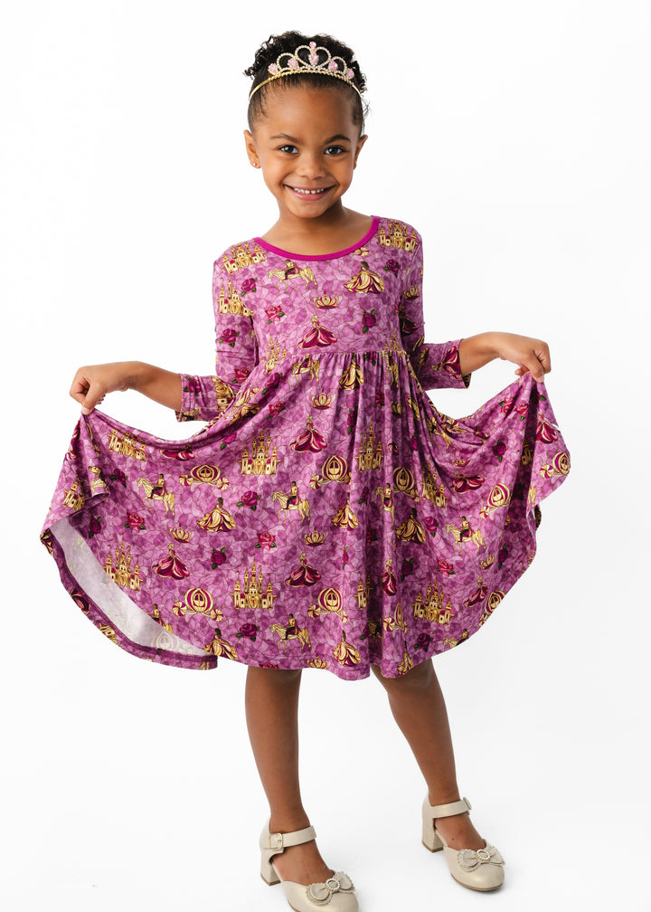 Royal Stained Glass Long Sleeve Twirl Dress