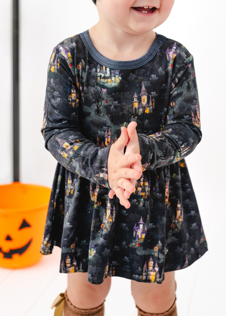 Creepy Castles Long Sleeve Baby Dress