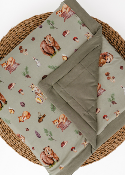 Woodland Animals Large Quilted Bamboo Blanket