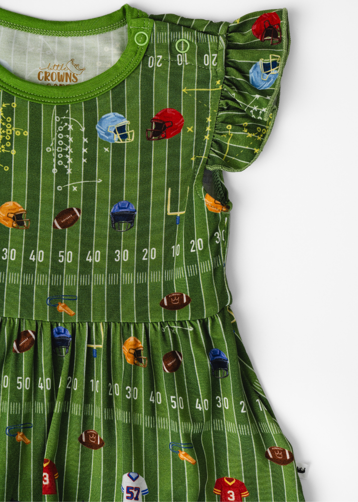 Football Field Bamboo Baby Flutter Dress