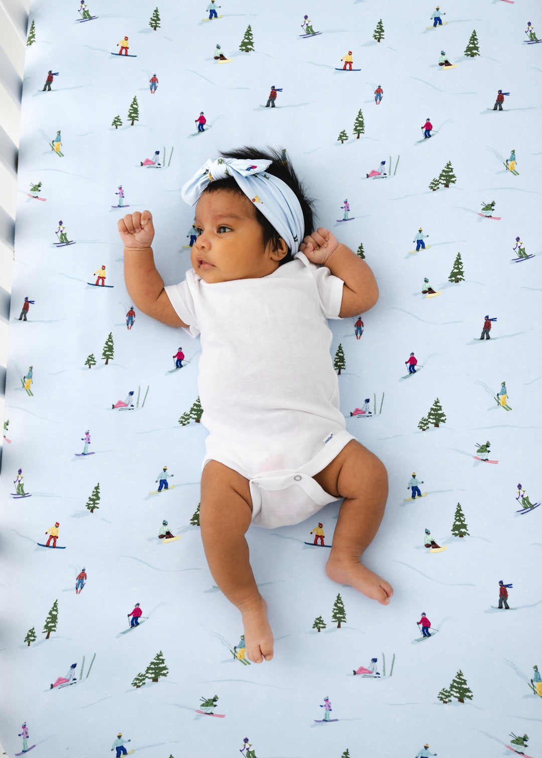 Skiing Bamboo Crib Sheet