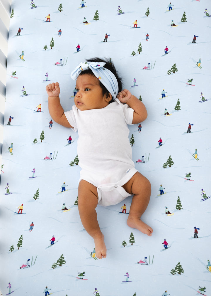 Skiing Bamboo Crib Sheet