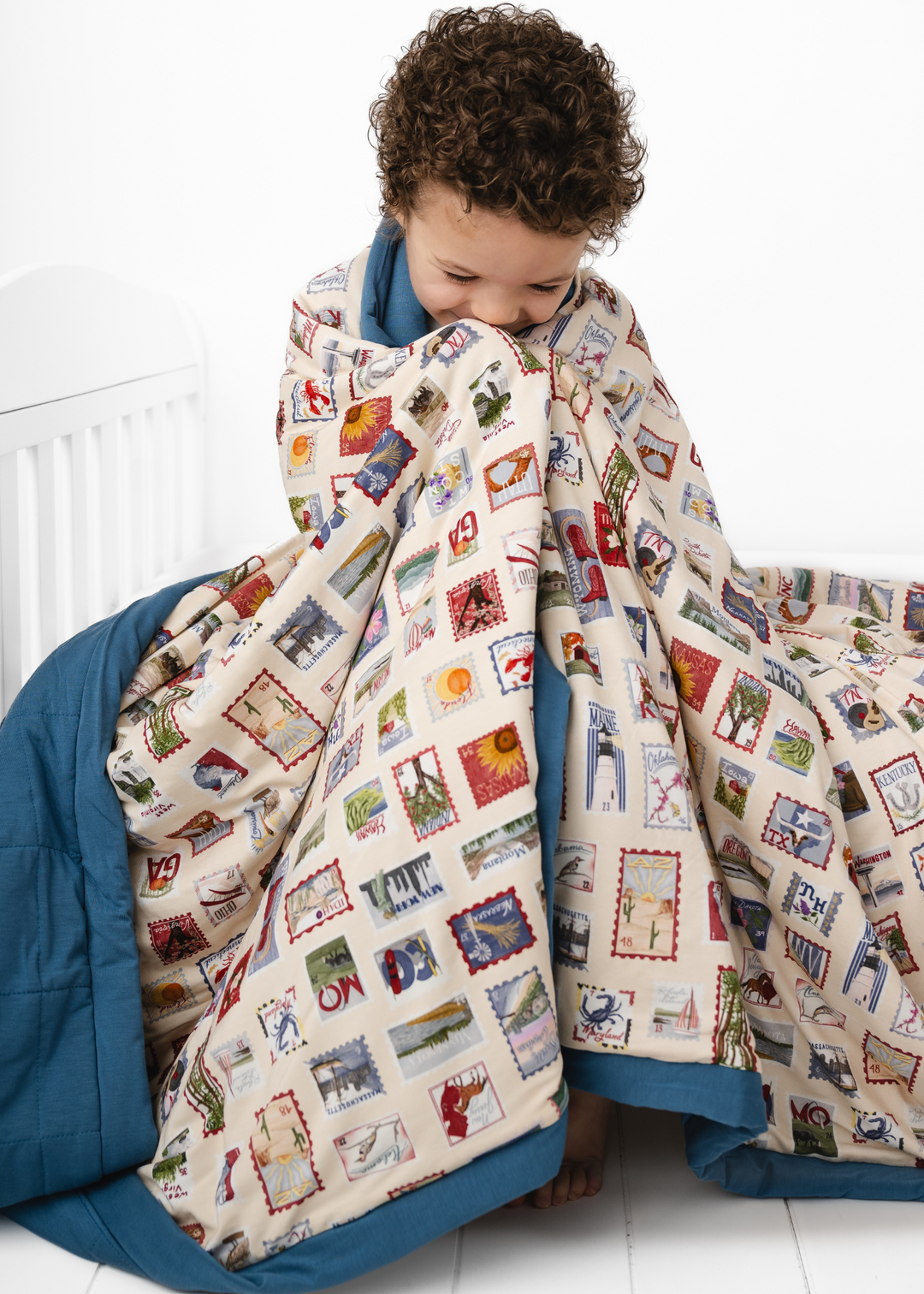 Postage Stamps Large Quilted Bamboo Blanket