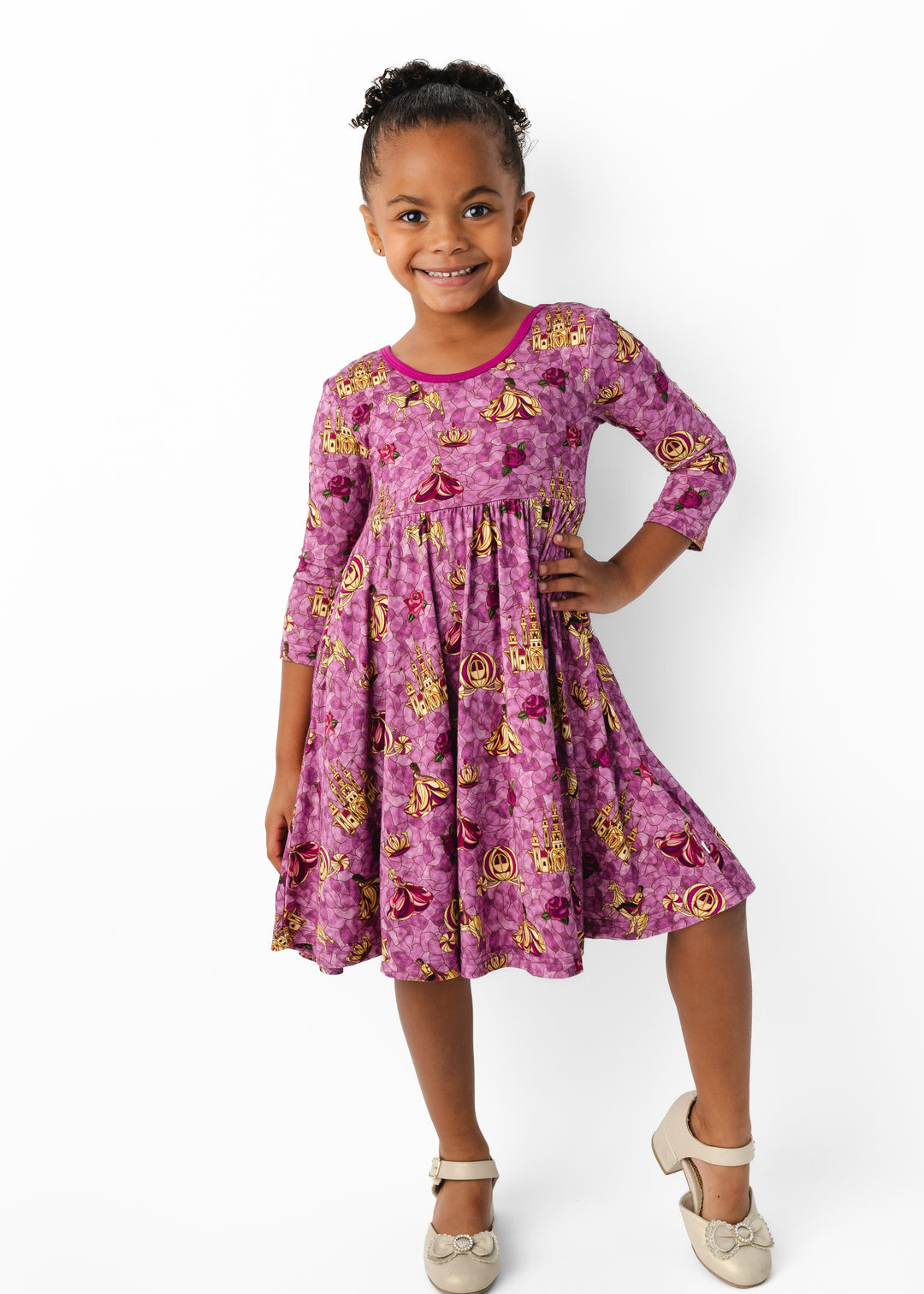 Royal Stained Glass Long Sleeve Twirl Dress