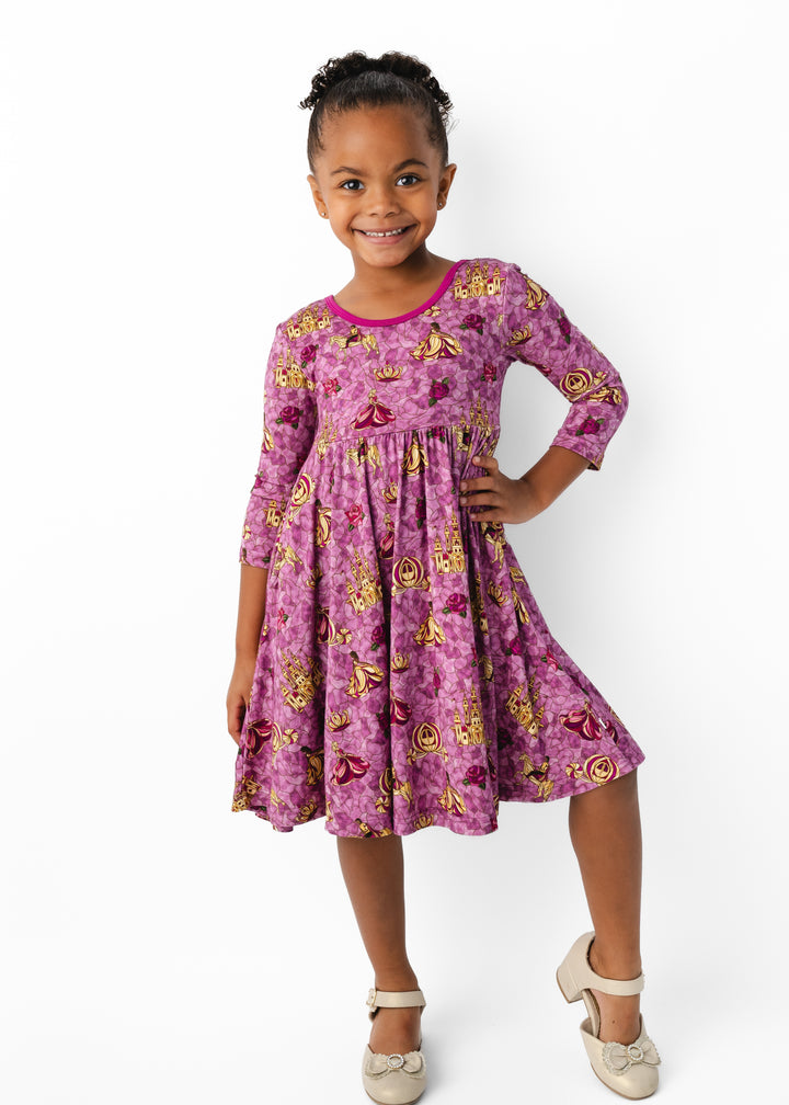 Royal Stained Glass Long Sleeve Twirl Dress