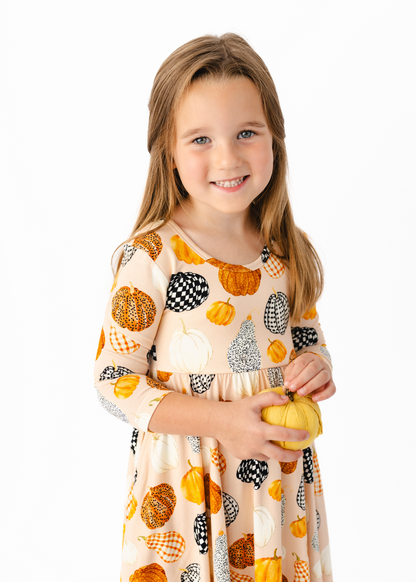 Patterned Pumpkins Twirl Dress