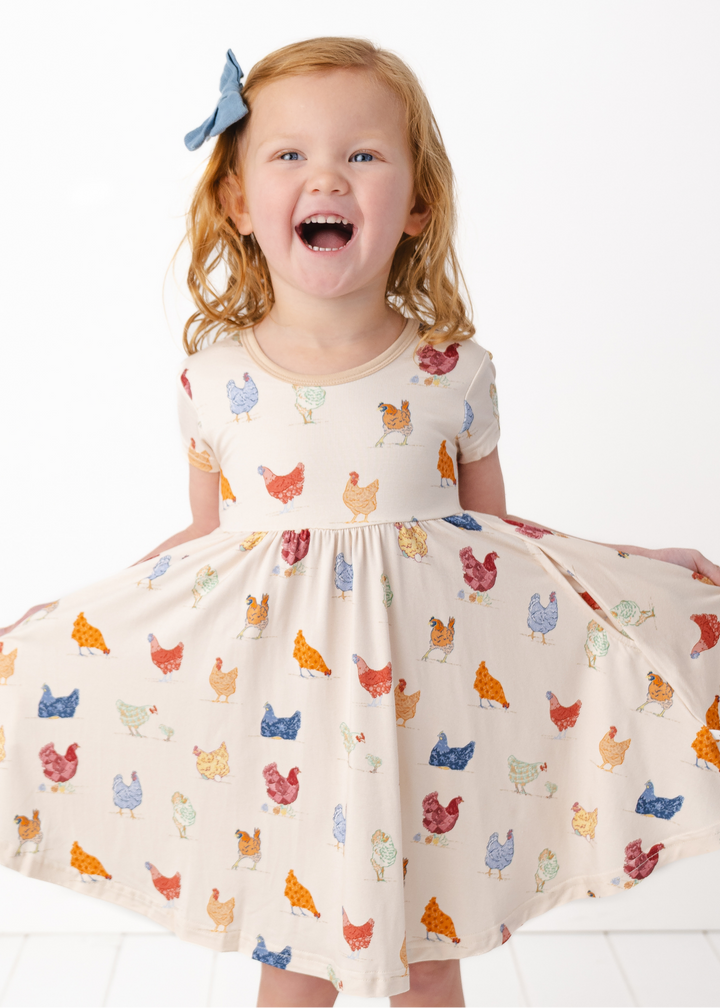 Chickens Bamboo Twirl Dress