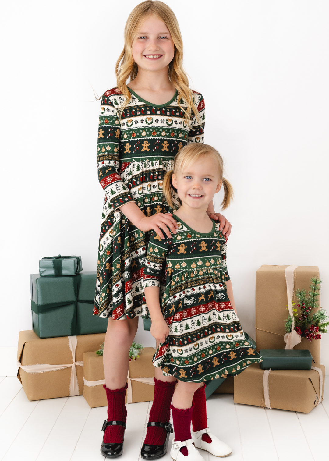 Classic Christmas Bamboo Girls Twirl Dress