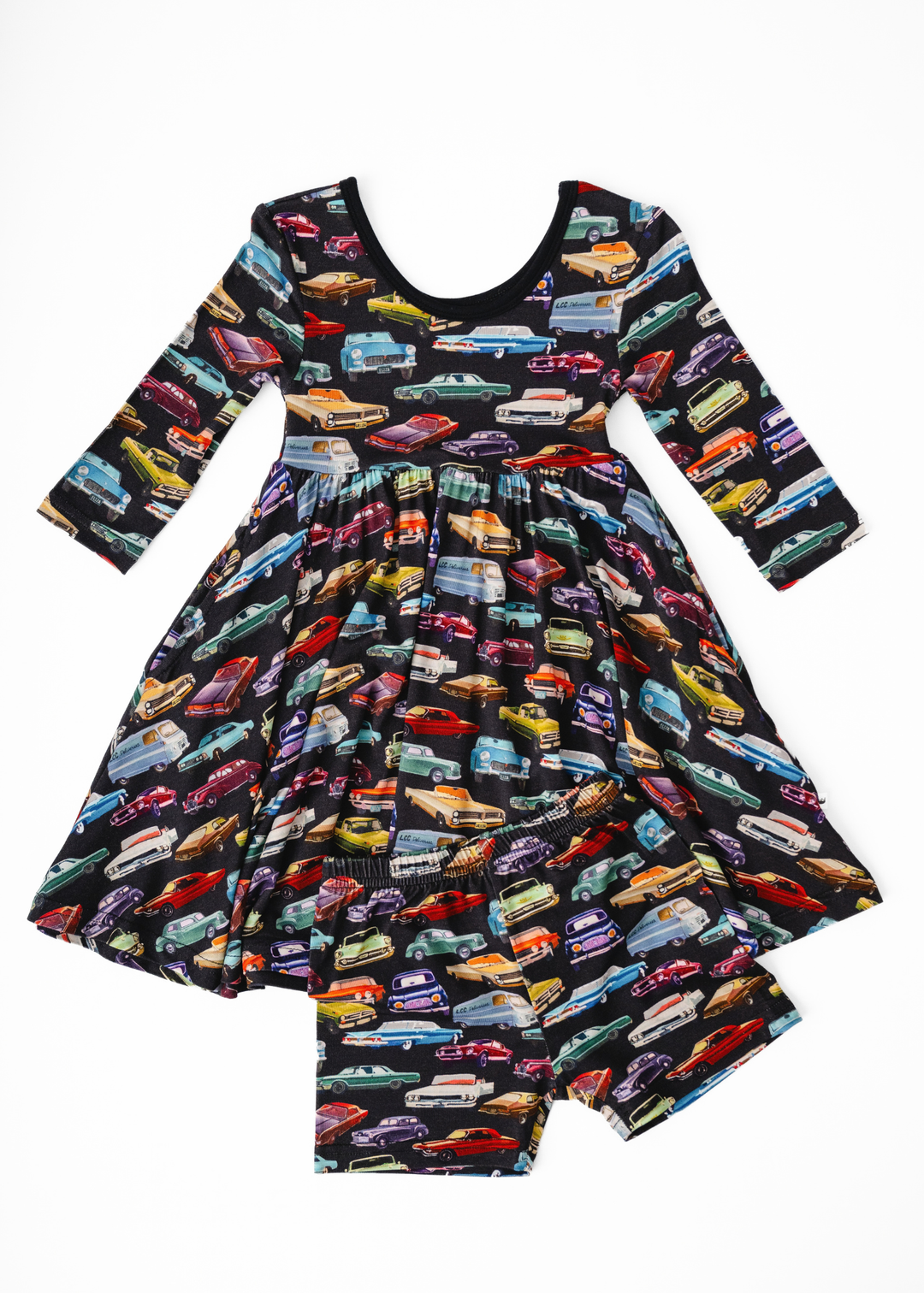 Vintage Cars Girls Bamboo Twirl Dress
