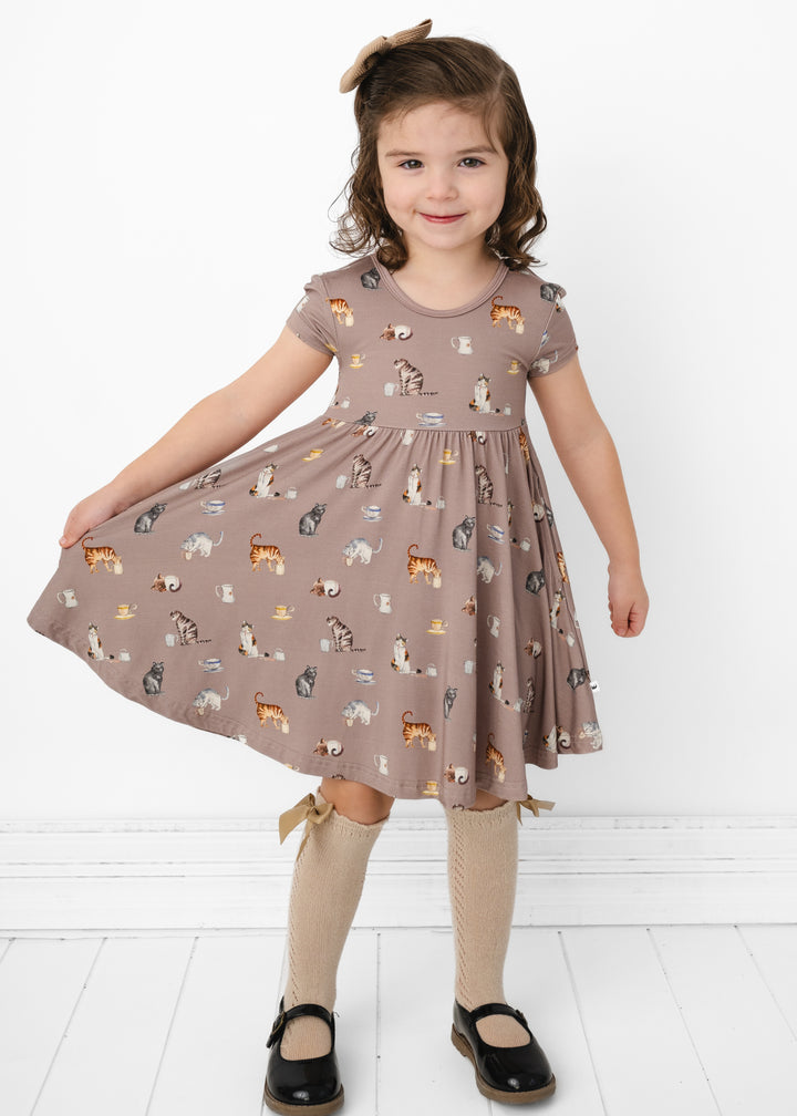 Cats and Coffee Bamboo Twirl Dress
