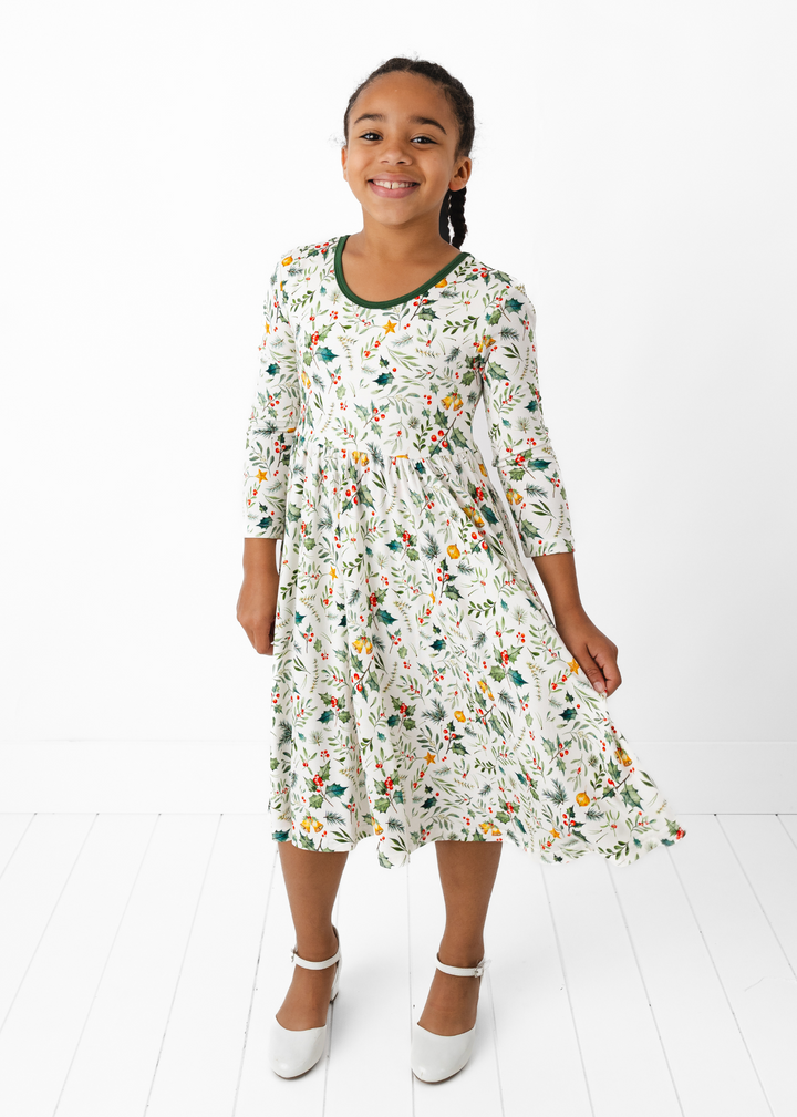Holly Jolly Christmas Bamboo Girls Twirl Dress