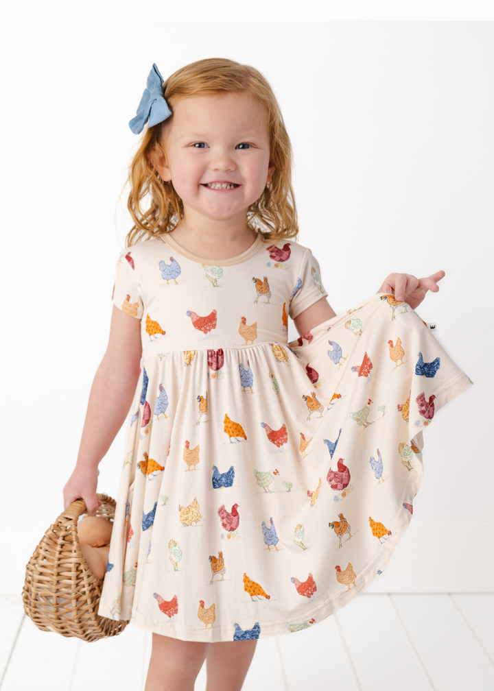 Chickens Bamboo Twirl Dress