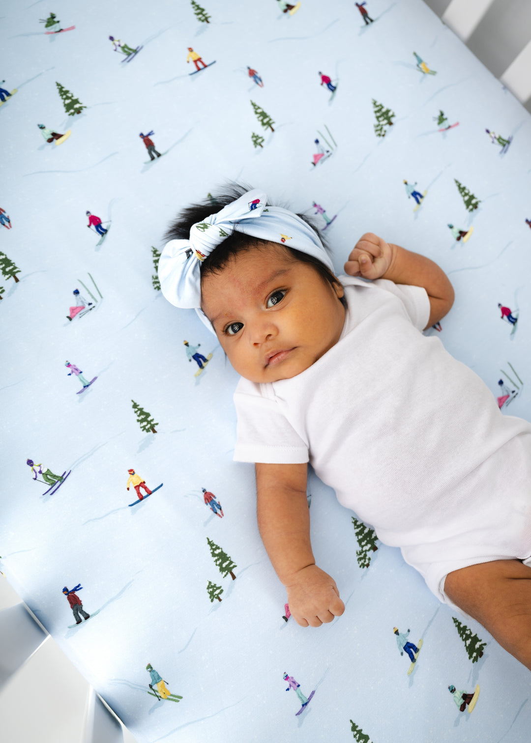 Skiing Bamboo Crib Sheet