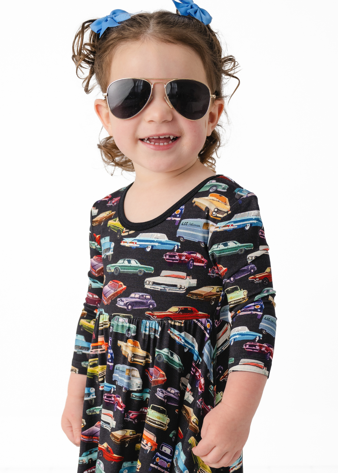 Vintage Cars Girls Bamboo Twirl Dress