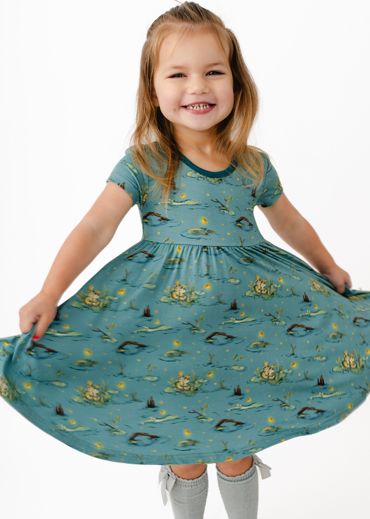 Frog Prince Short Sleeve Twirl Dress