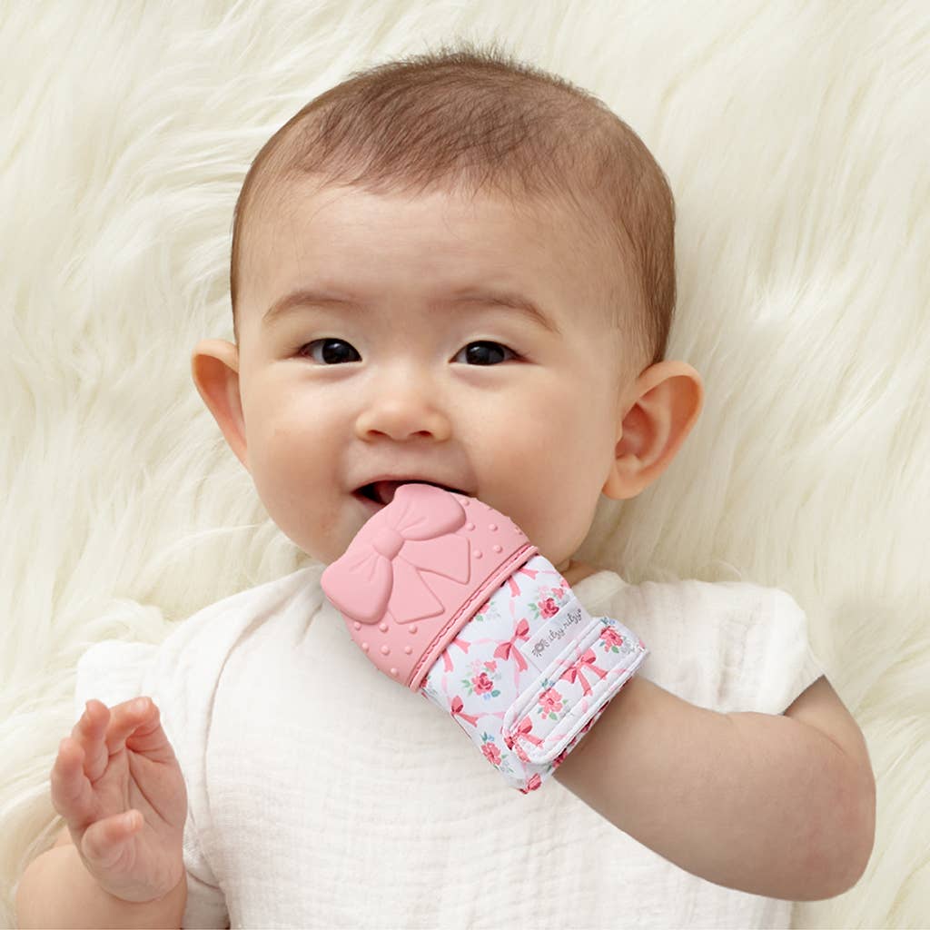 Itzy Ritzy Mitt™ Silicone Teething Mitts: Pink Bow