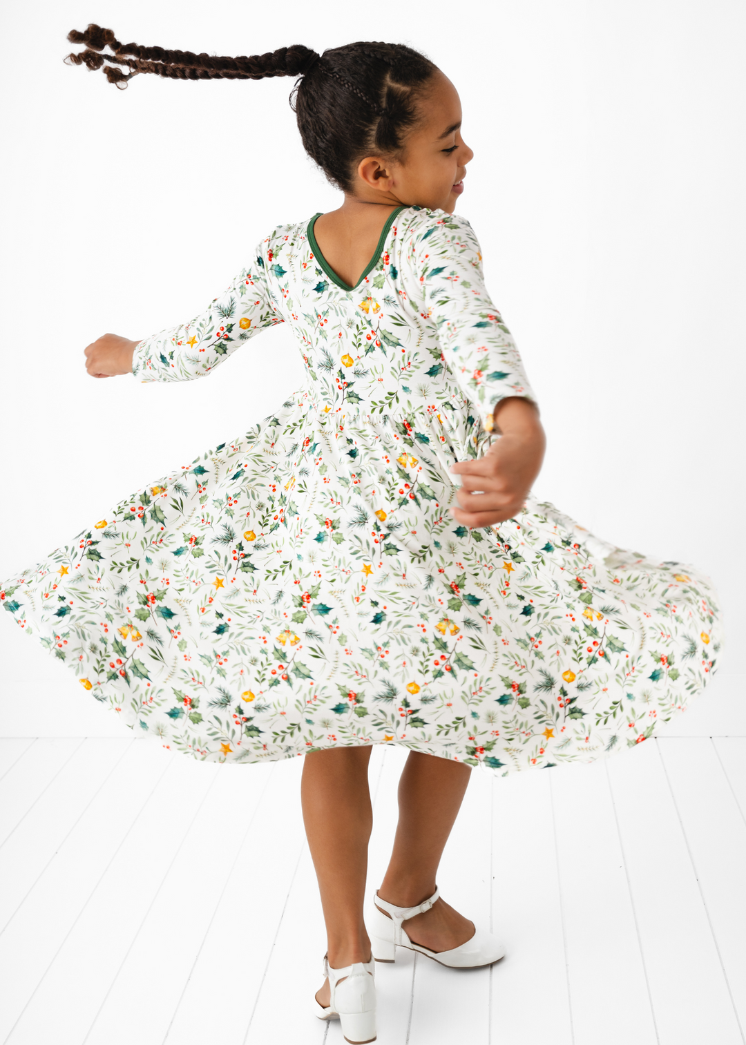 Holly Jolly Christmas Bamboo Girls Twirl Dress