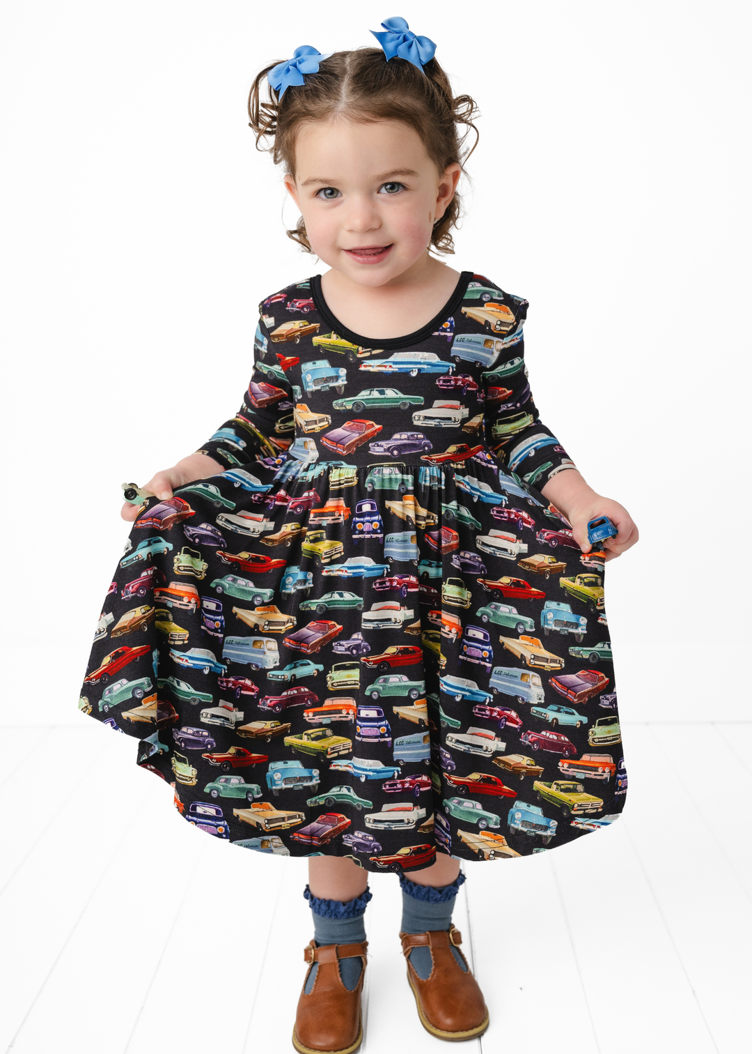Vintage Cars Girls Bamboo Twirl Dress
