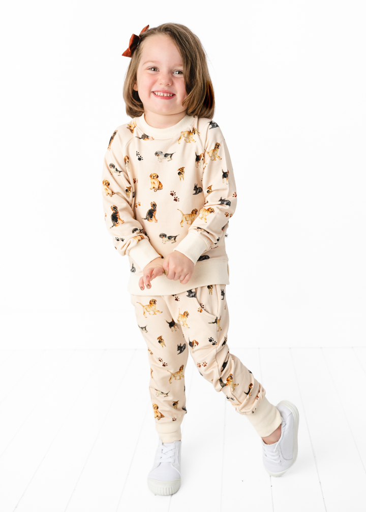 Puppies and Paw Prints Kids Bamboo Jogger Set