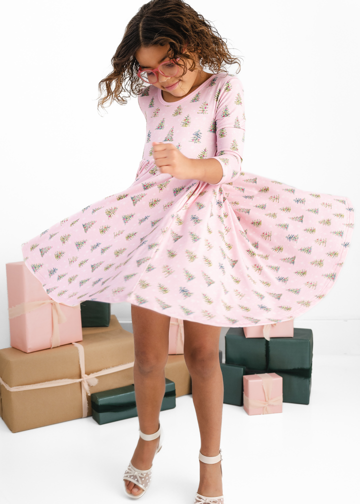 *PREORDER* Pretty Pink Christmas Bamboo Twirl Dress