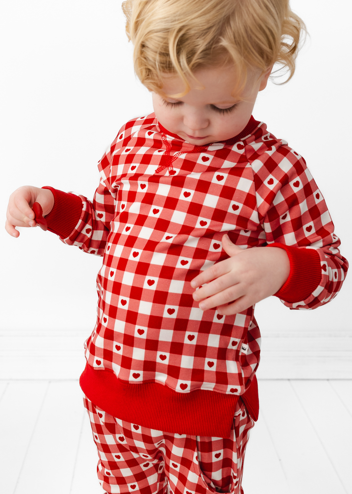 Plaid Hearts Kids Jogger Set
