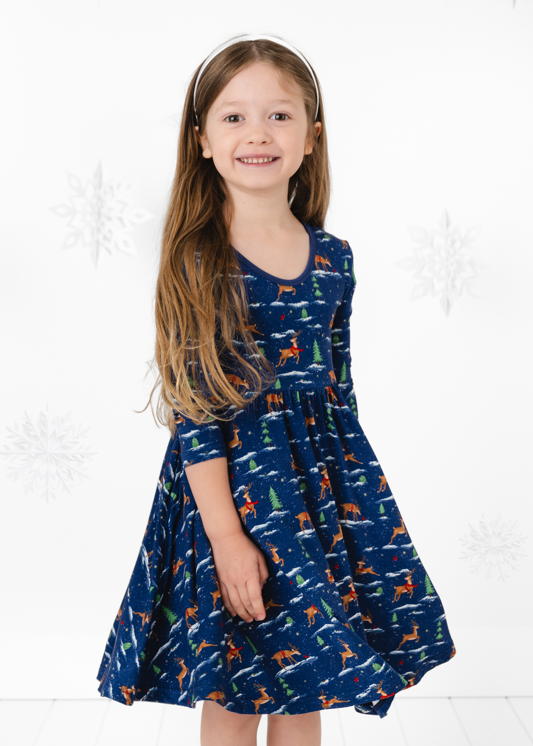 *PREORDER* Reindeer Christmas Bamboo Twirl Dress