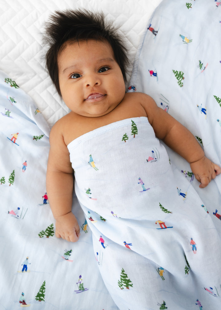 Skiing Swaddle Blanket