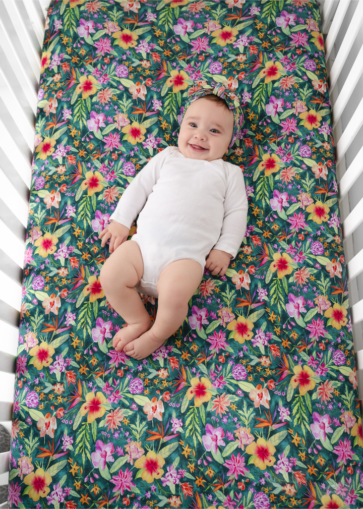 Ashley Floral Bamboo Crib Sheet