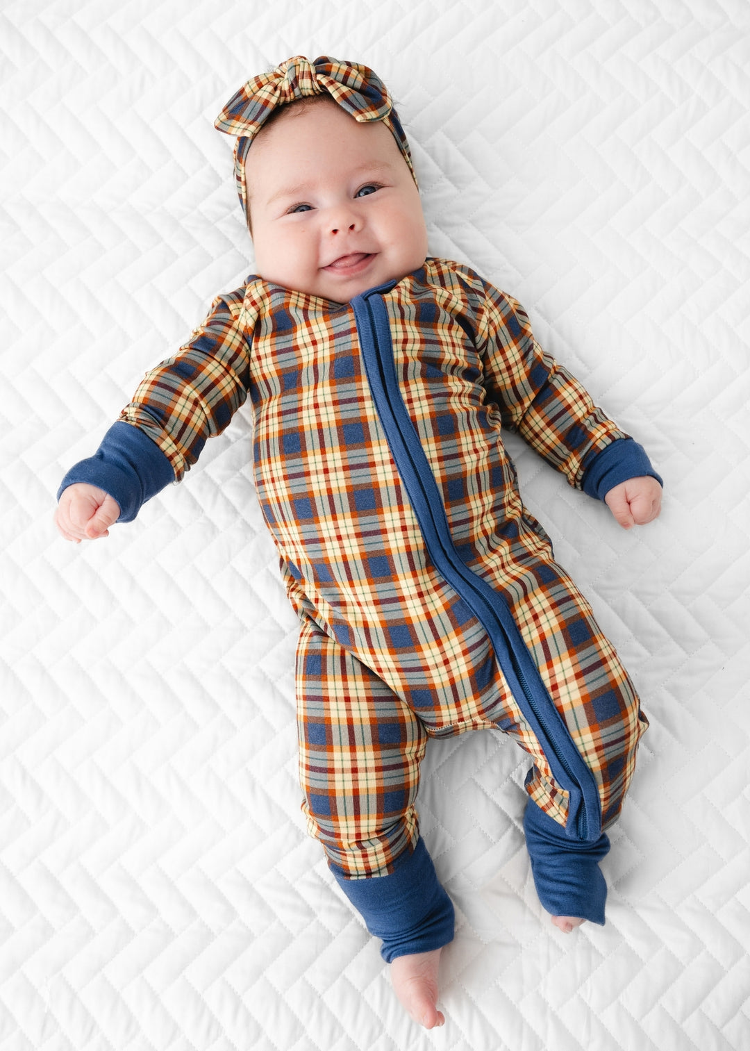 Blue Fall Plaid Zippered Bamboo Sleeper