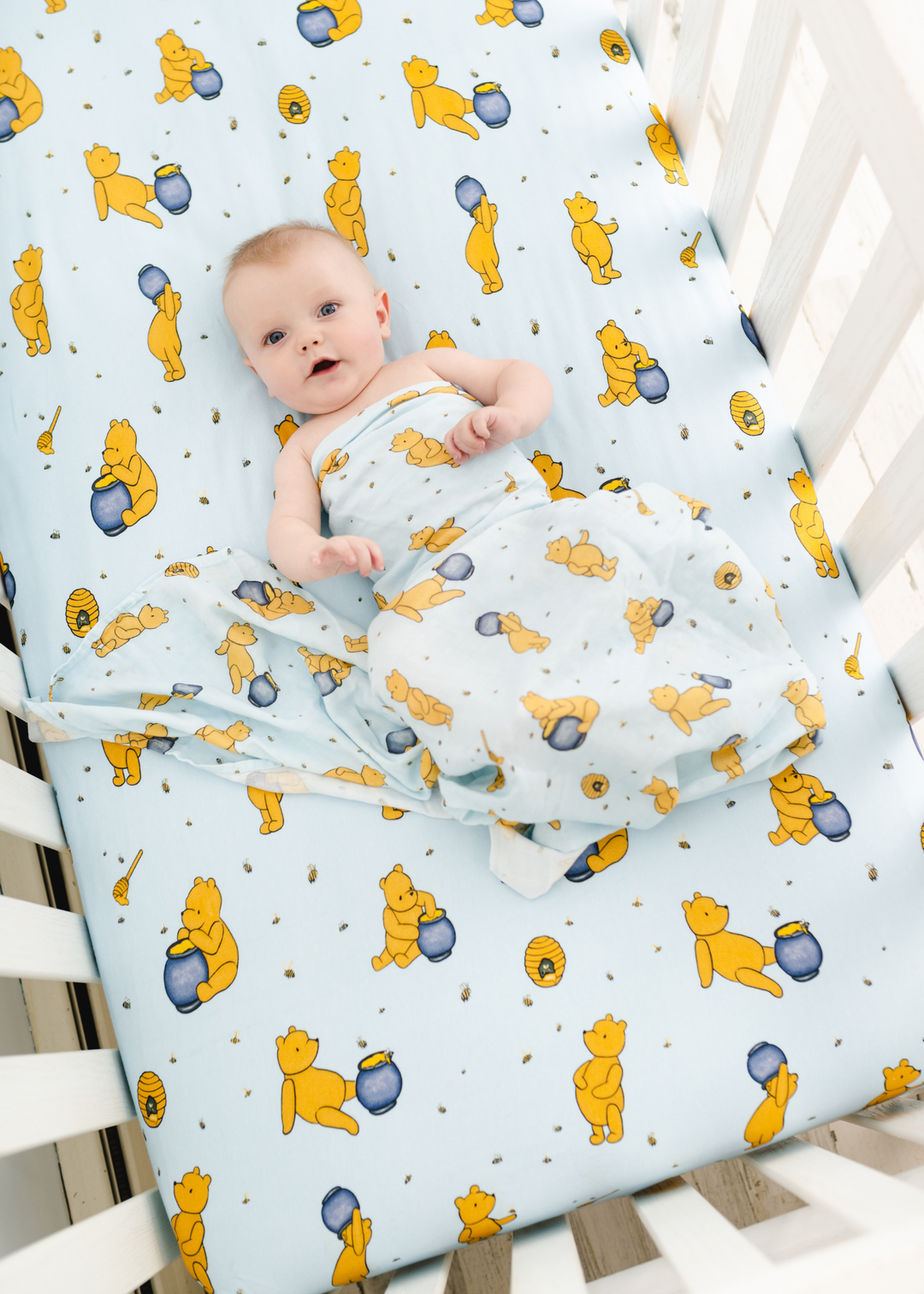 Hunny Pot Blue Bamboo Crib Sheet