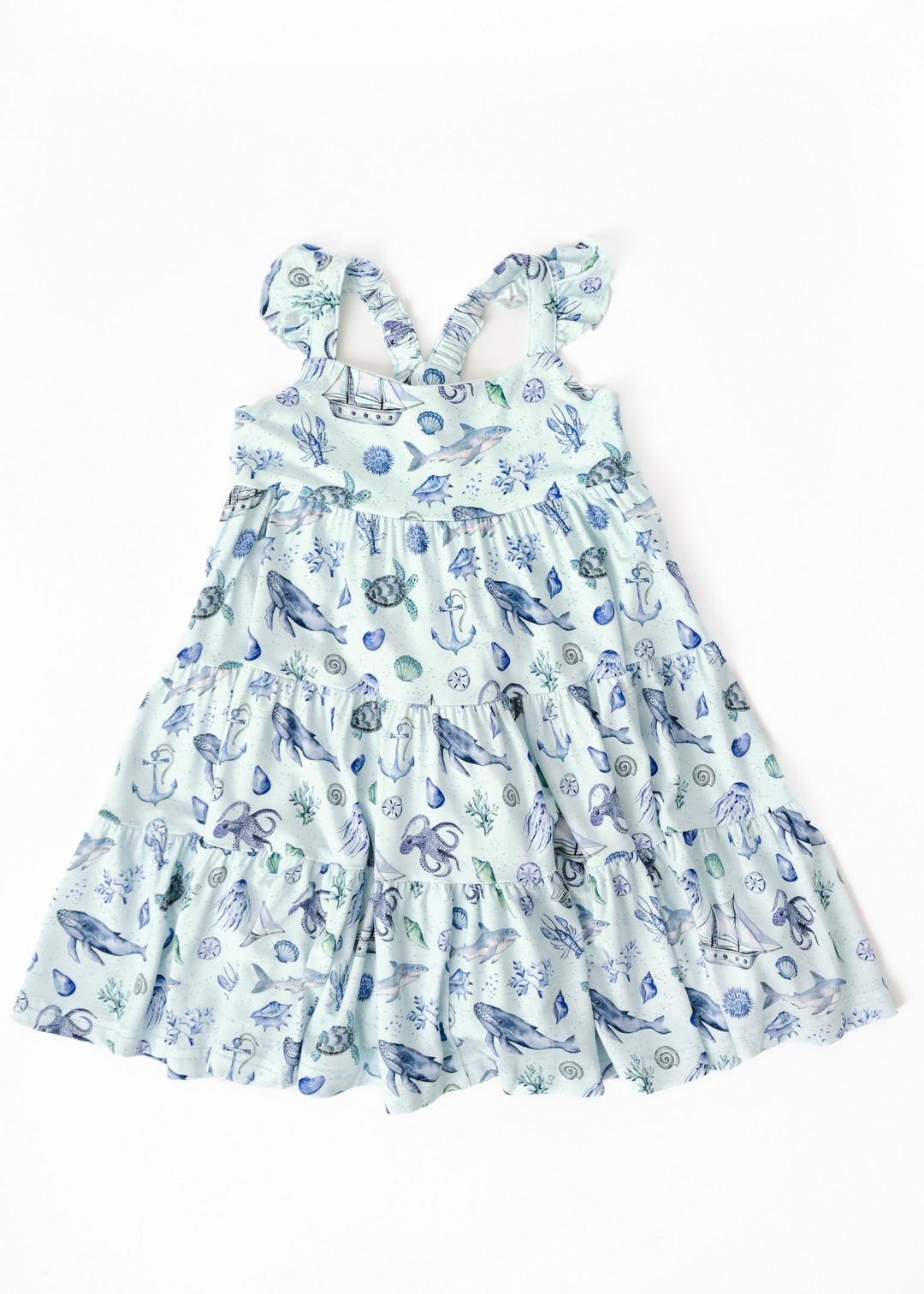Sea Creatures Tiered Twirl Dress
