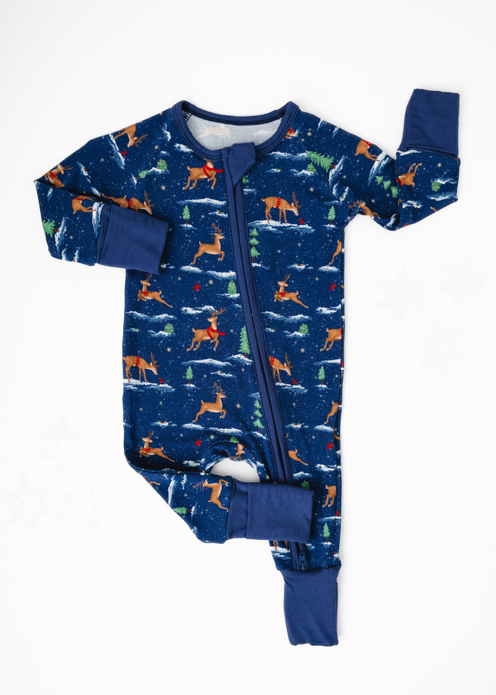 *PREORDER* Reindeer Christmas Bamboo Baby Zippered Sleeper