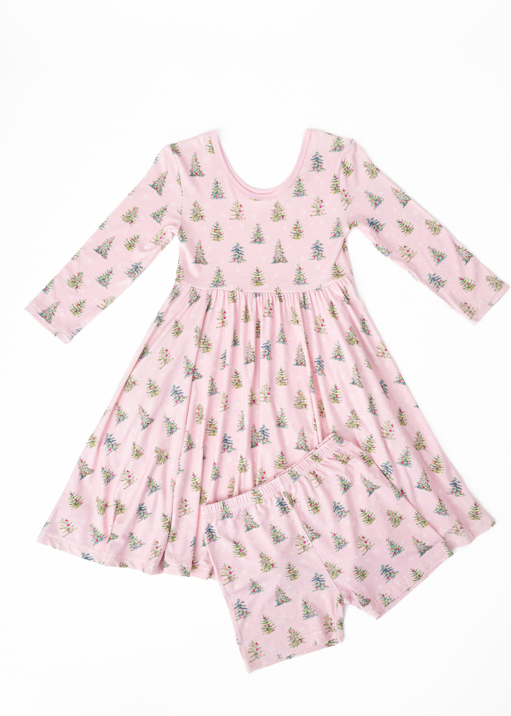 *PREORDER* Pretty Pink Christmas Bamboo Twirl Dress