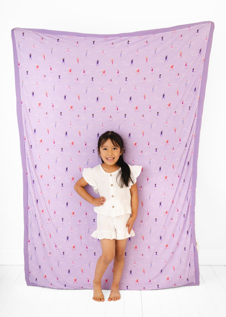 Ice Skating Large Quilted Bamboo Blanket